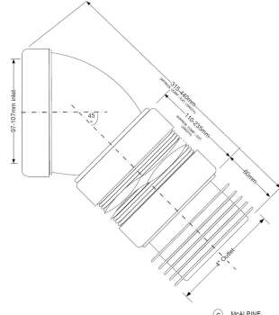 Preview: Flex WC-Anschluss 45° Winkel DN100